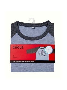 Cricut Unisex Raglan T-Shirt Boys L Blank Dark Light Heathered Gray Sublimation